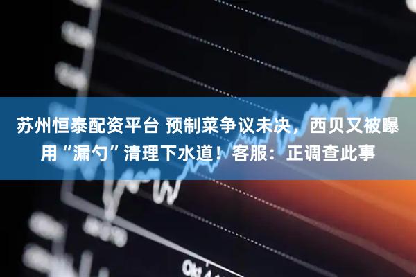 苏州恒泰配资平台 预制菜争议未决，西贝又被曝用“漏勺”清理下水道！客服：正调查此事