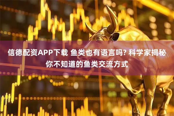 信德配资APP下载 鱼类也有语言吗? 科学家揭秘你不知道的鱼类交流方式